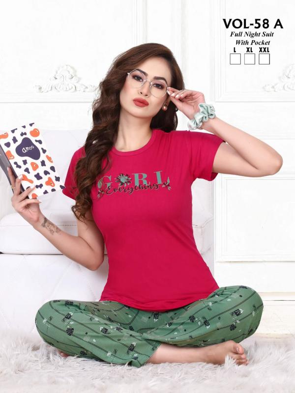 Trendy Vol 58 A Hosiery Cotton Designer Night Suit